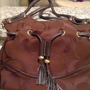 Brown coach bag with tassels!